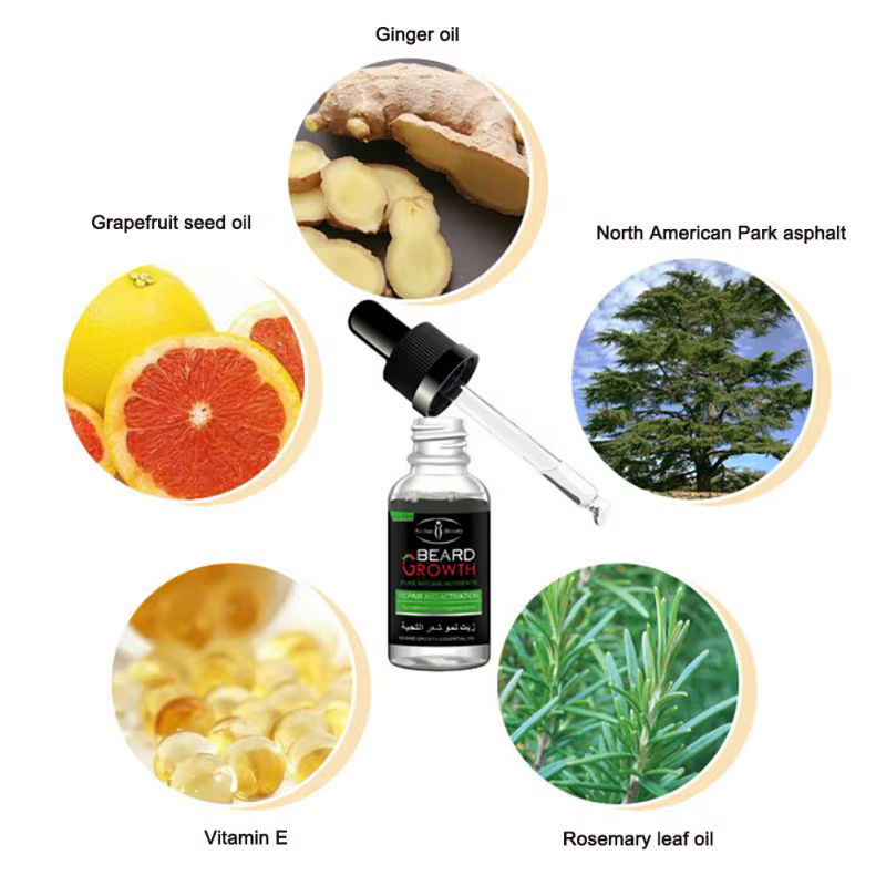Huile de Croissance de Barbe Biologique Naturelle pour Homme