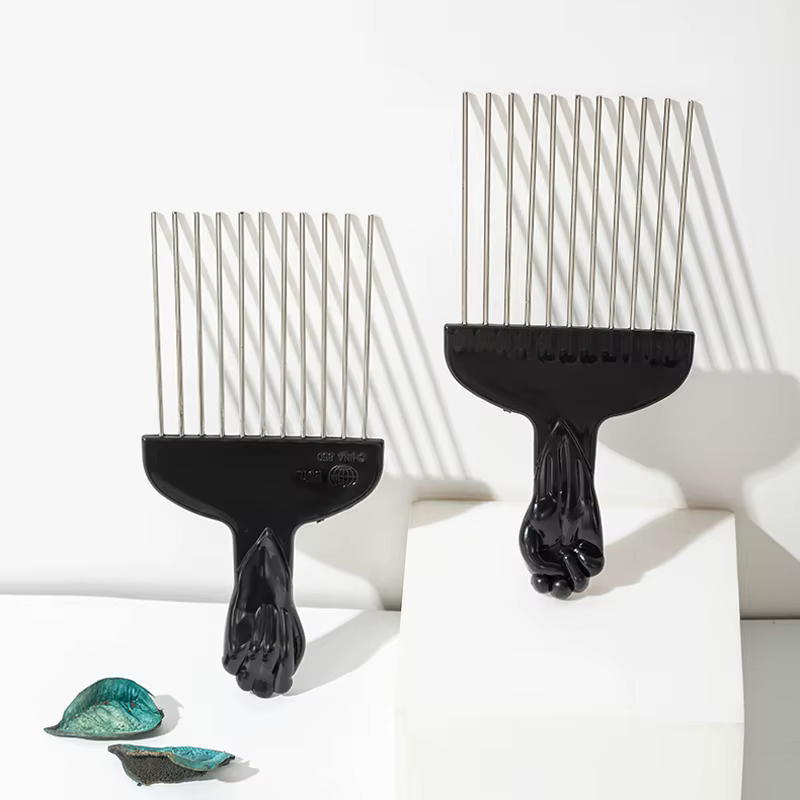 Peigne Afro afro-américain en métal noir pour Salon d'outils de coiffure