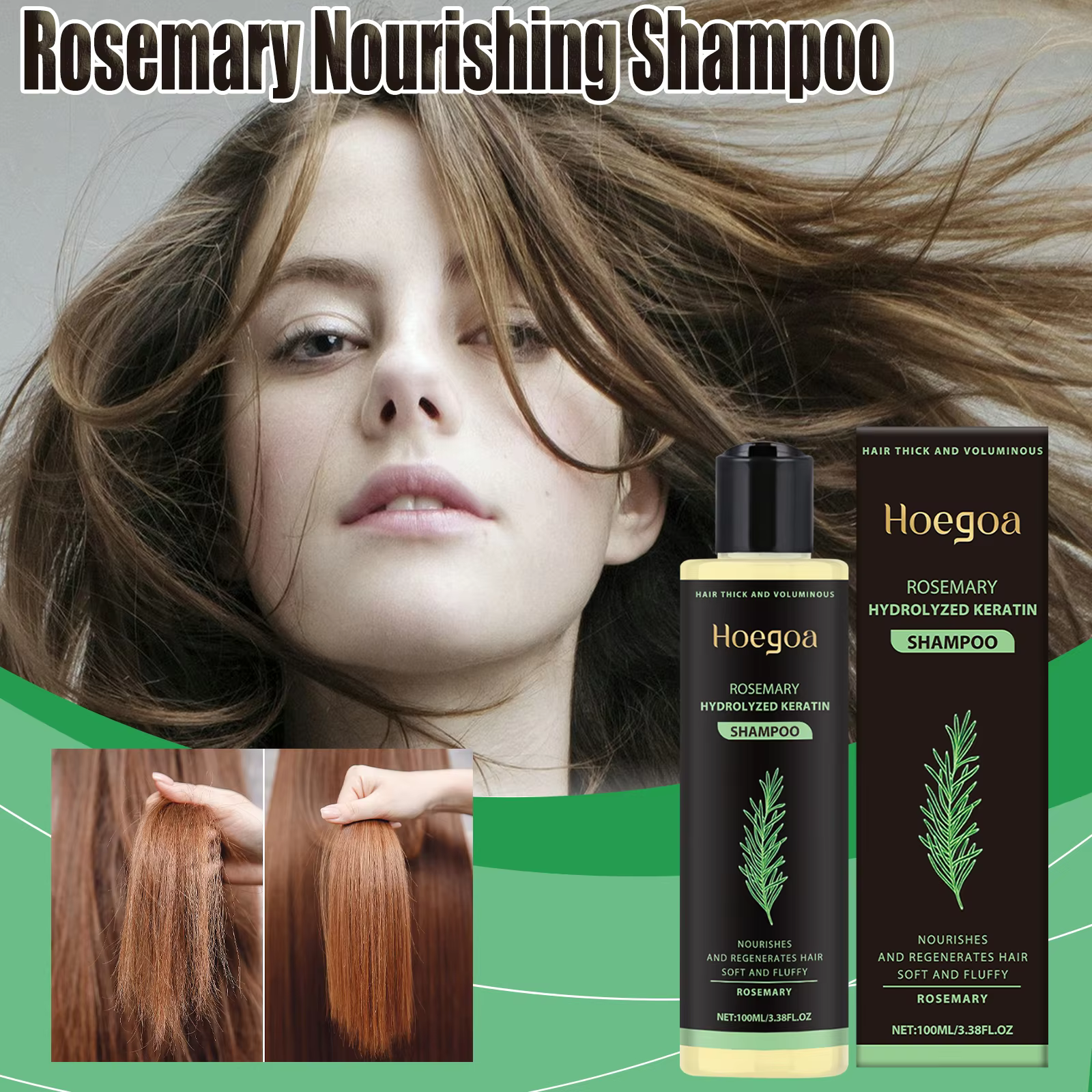 Hoegoa Shampooing capillaire au romarin Volumisant et épaississant Renforcement et contrôle de l'huile Nutre et répare