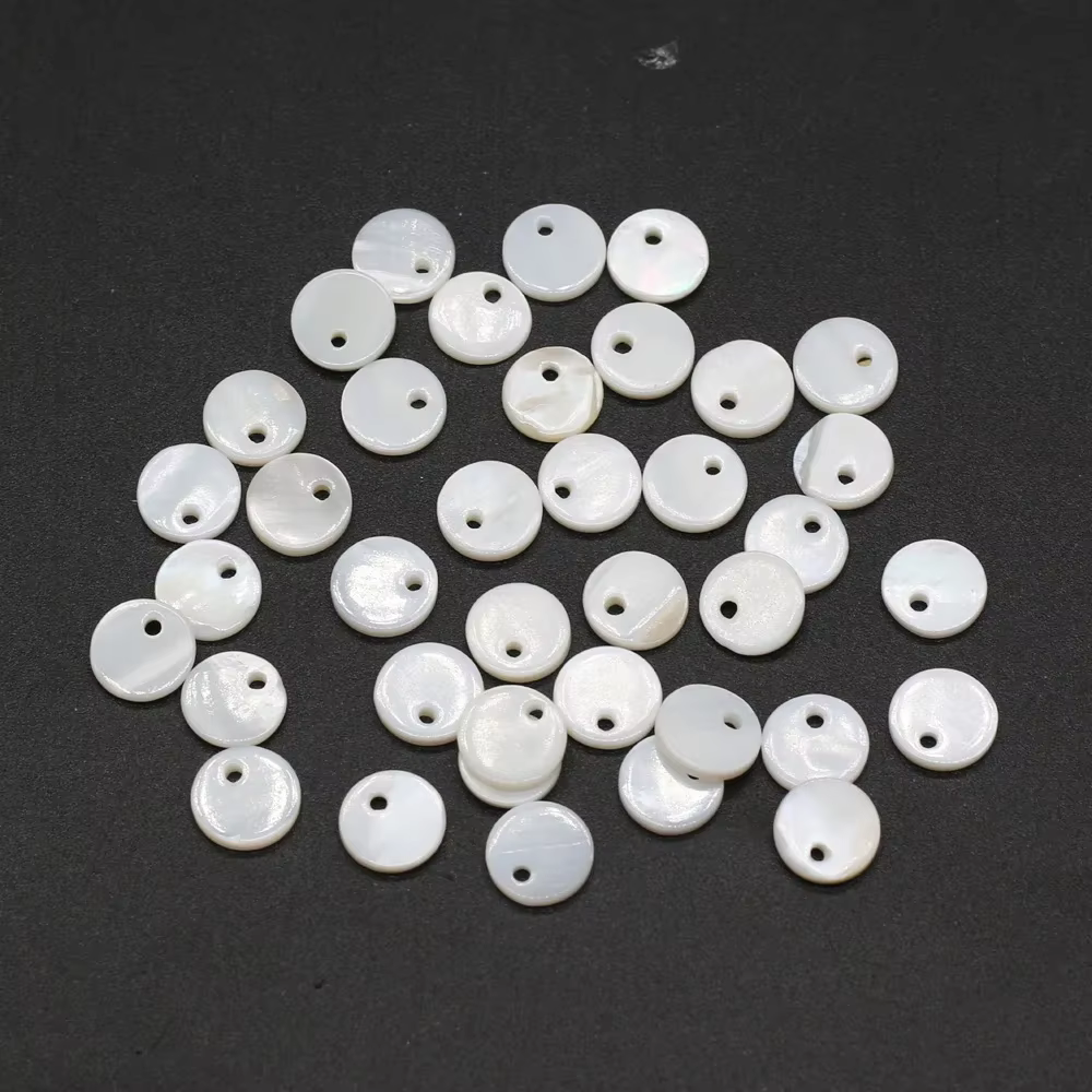 Perles en nacre naturelle d'eau douce, nacre, pendentif circulaire blanc, collier élégant, bracelet de bricolage, bijoux de direction
