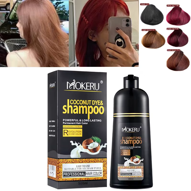 Mokeru 500ml huile d'argan à coloration rapide naturelle pour cheveux shampooing de couleur