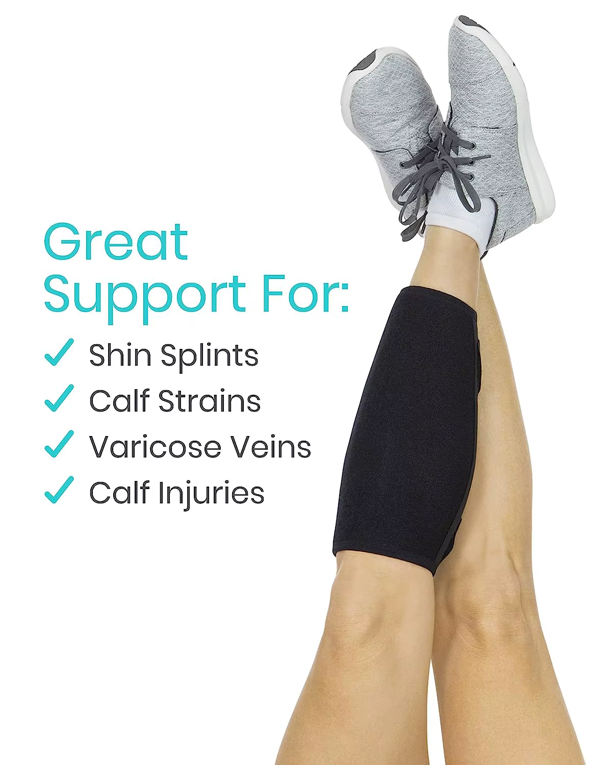 Attelle de mollet, attelle de tibia réglable, enveloppe de compression du bas des jambes augmente la circulation, réduit la gonflement musculaire, soulagement de la douleur