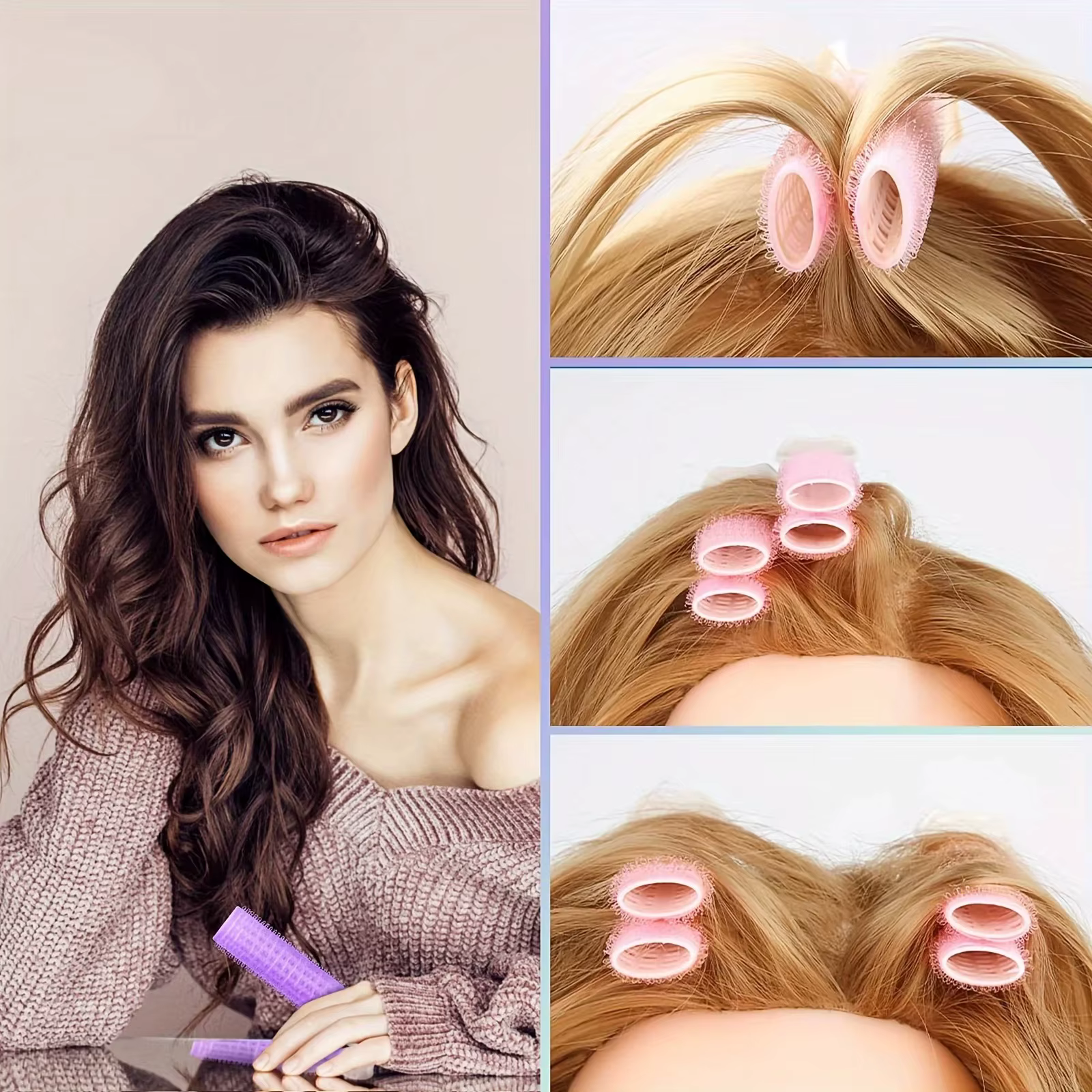 4 pinces à cheveux rondes élégantes, racines de cheveux colorées améliorent un bigoudi moelleux, rehausseur de coiffure instantané