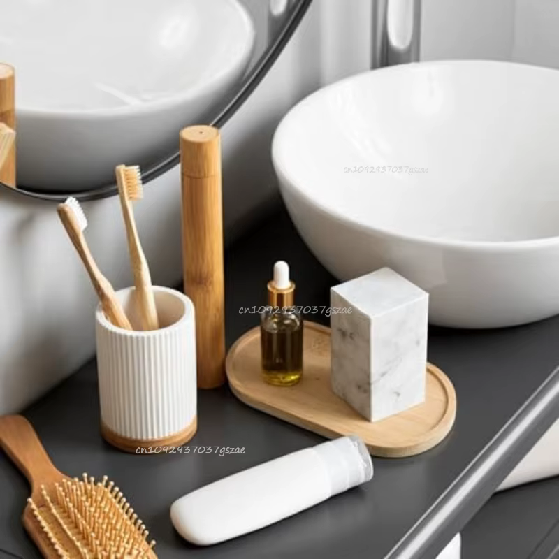 Plateaux de rangement multi-récipients, douche, shampoing, lavage du corps, distributeur de cosmétiques, plateau en bois de bambou, salle de bains, cuisine, support de Pot