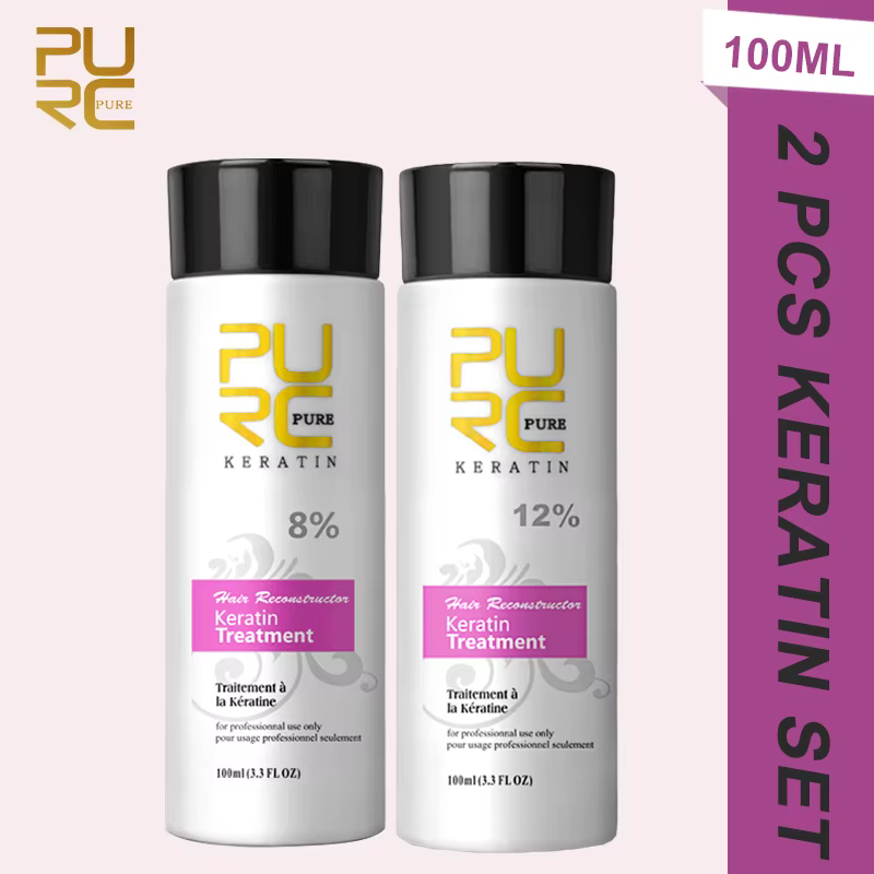 PURC 2 pièces kératine pour lisser les cheveux 0% 5% 8% 12% formaldéhyde traitement capillaire