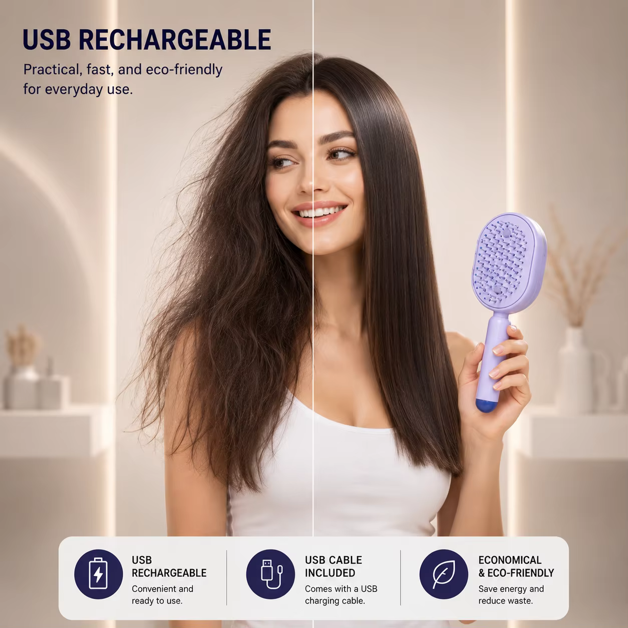 Brosse à cheveux électrique à pulvérisation et massage