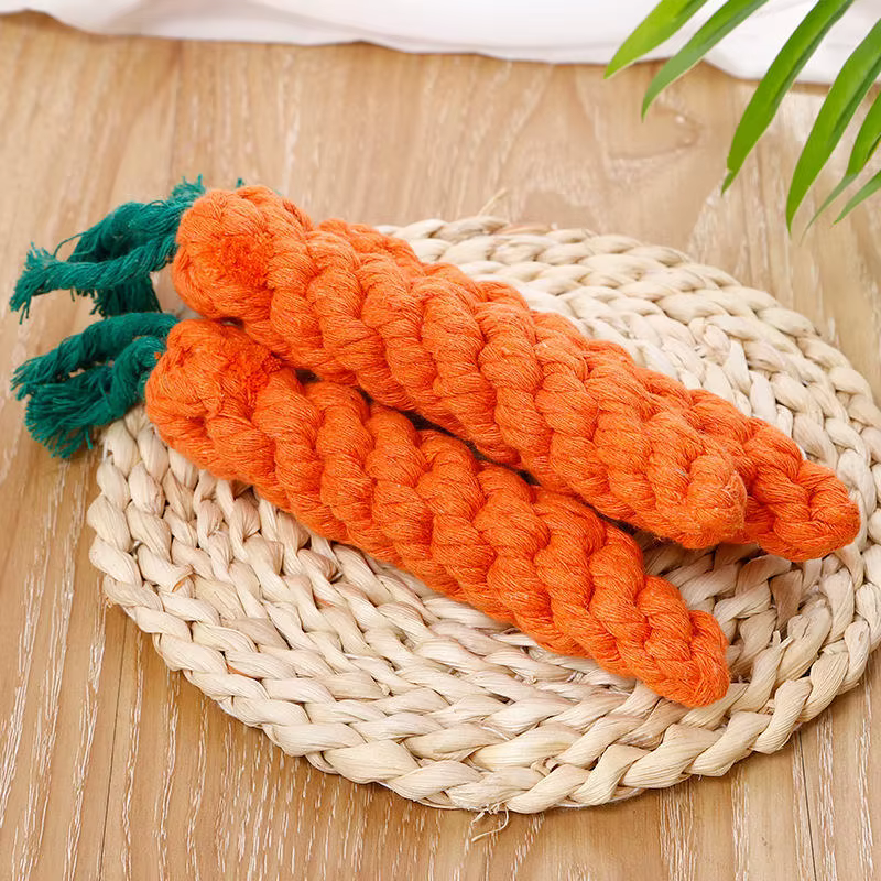 Jouet à nœud pour animaux de compagnie, 1 pièce, en forme de carotte pour chien et chat, jouets à mâcher, corde en coton, jouets d'intérieur pour chiens et chats, accessoires pour chiens