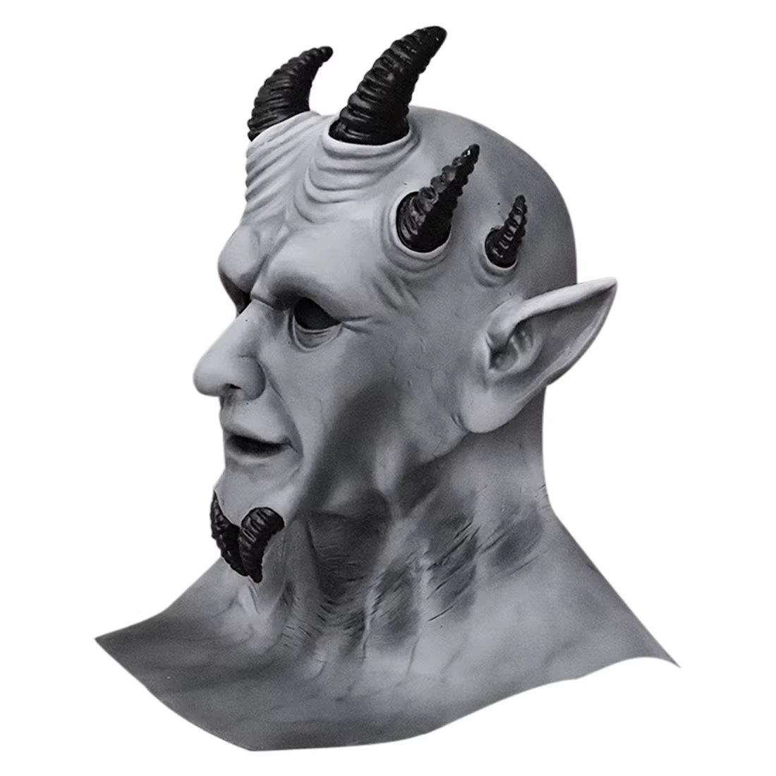 Masque en latex de démon à 6 coins - Décoration d'horreur pour Halloween
