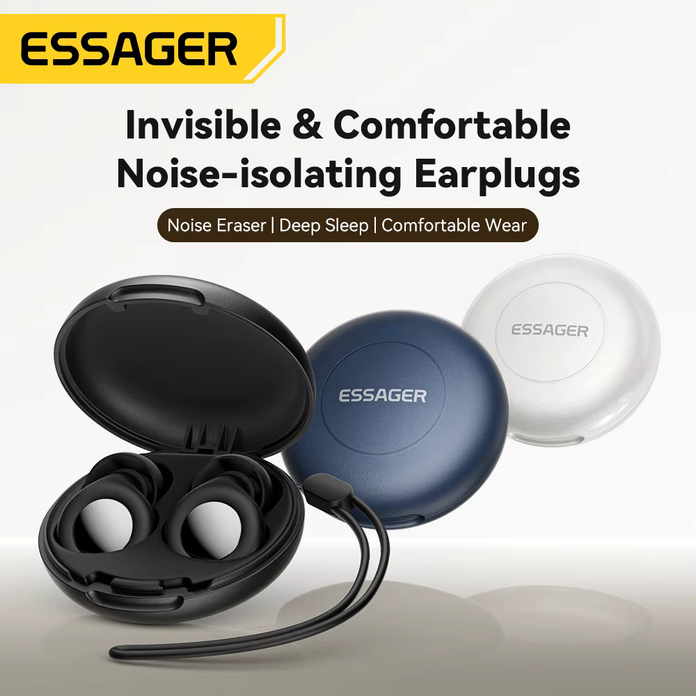 ESSAGER Bouchons d'oreille antibruit pour dormir Bouchons d'oreilles de sommeil en silicone souple Écouteurs à réduction de bruit pour le sommeil Travail Étude Voyage