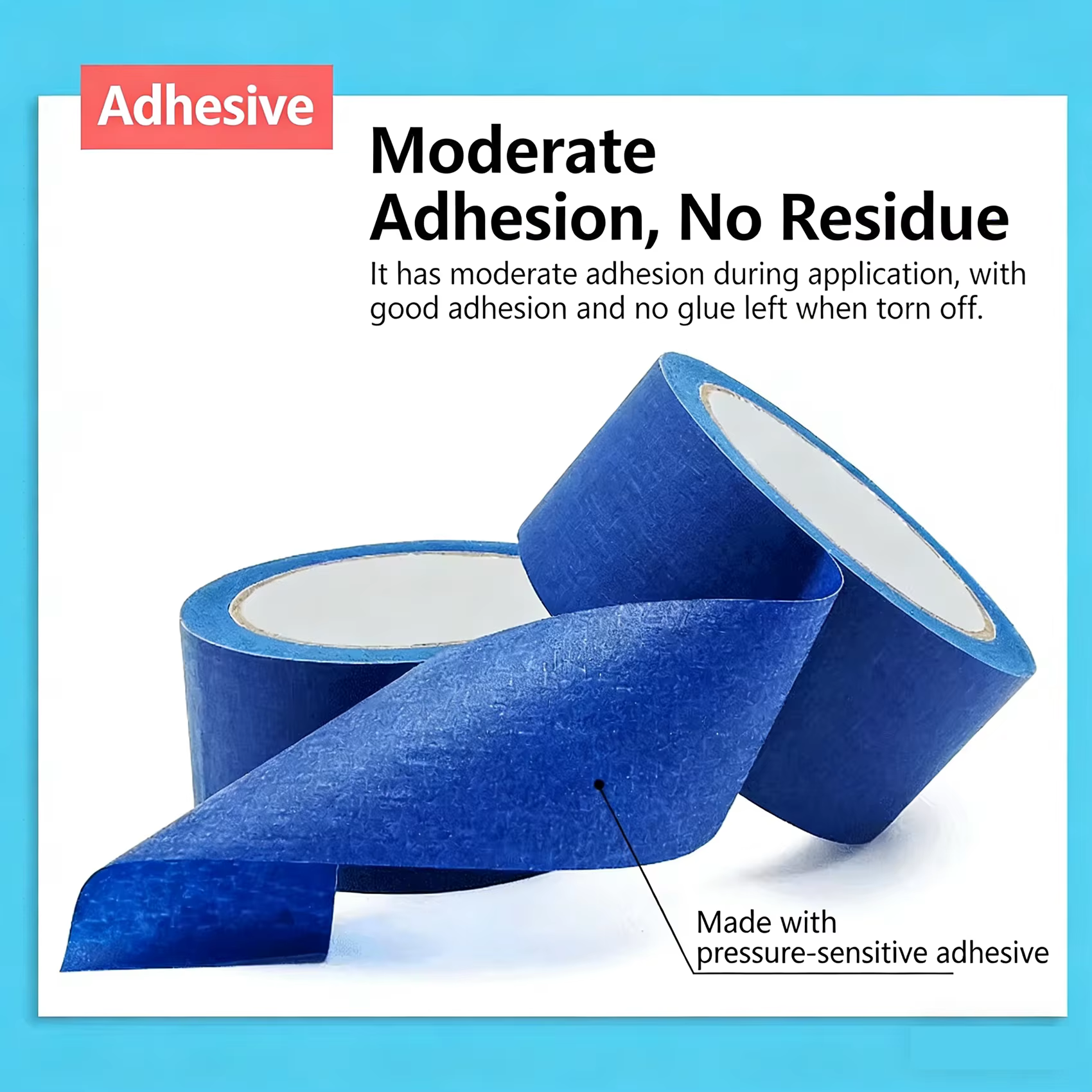 Ruban de masquage bleu 20M/60M pour peinture, bords, finitions, plafonds - Idéal pour projets de peinture DIY - Ruban de masquage sans résidus