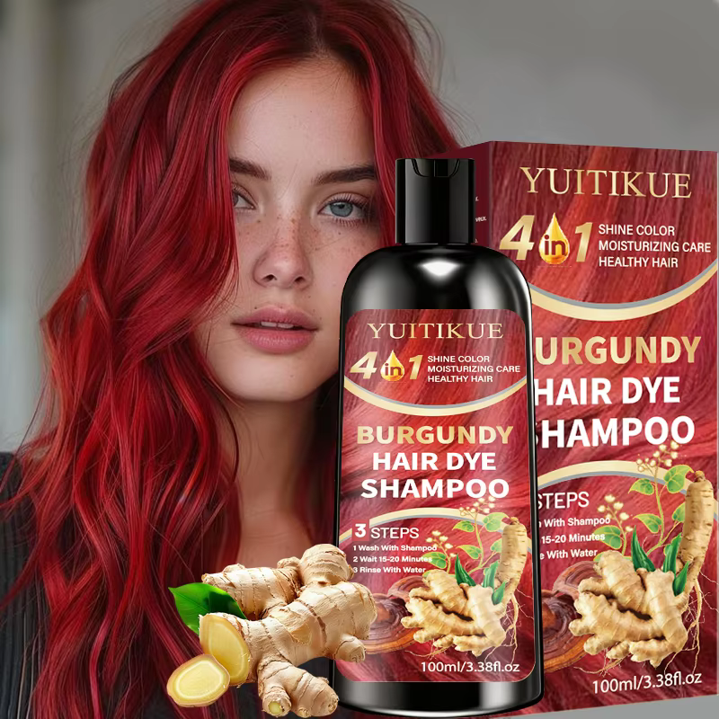 Shampoo colorant capillaire bordeaux 4 en 1