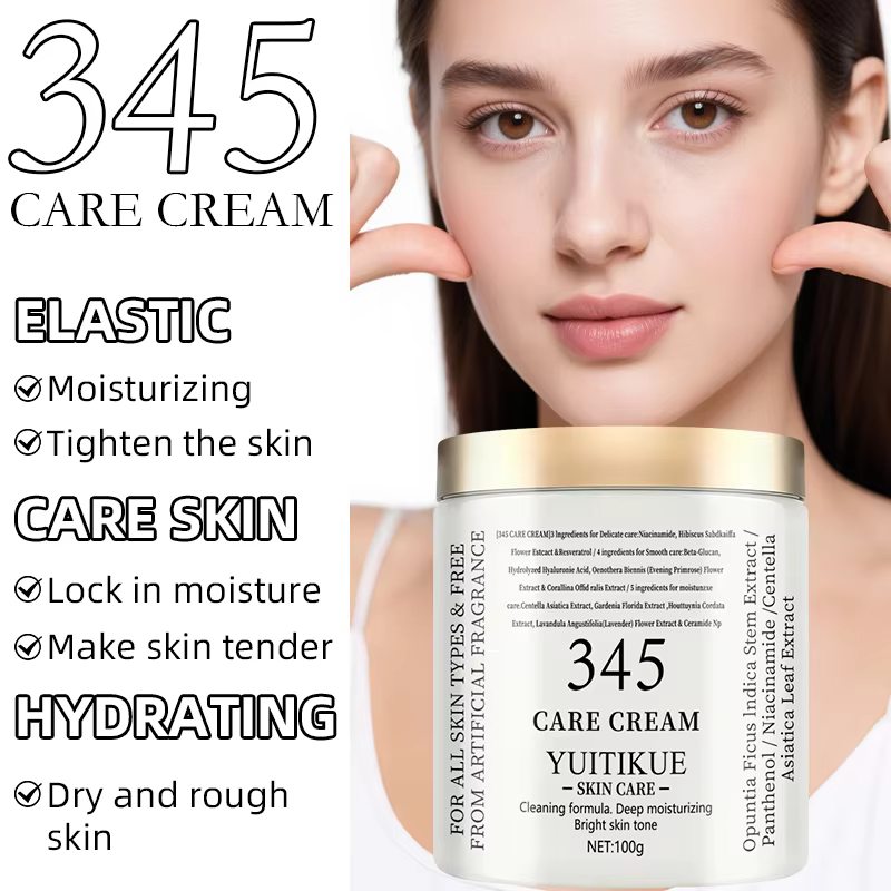  YUITIKUE 345 Crème de Soin 100g - Formule 3-en-1 : raffermit, hydrate et éclaircit en profondeur, pour tous les types de peau, ingrédients naturels 