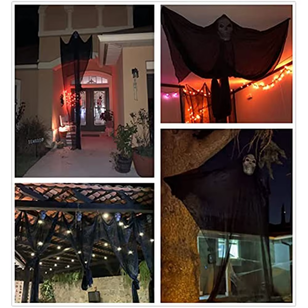 1 pièce Masque de fantôme suspendu d'Halloween, grande décoration de fantôme suspendu pour cour, bar, maison hantée, fête, accessoires de décoration de scène de grande envergure