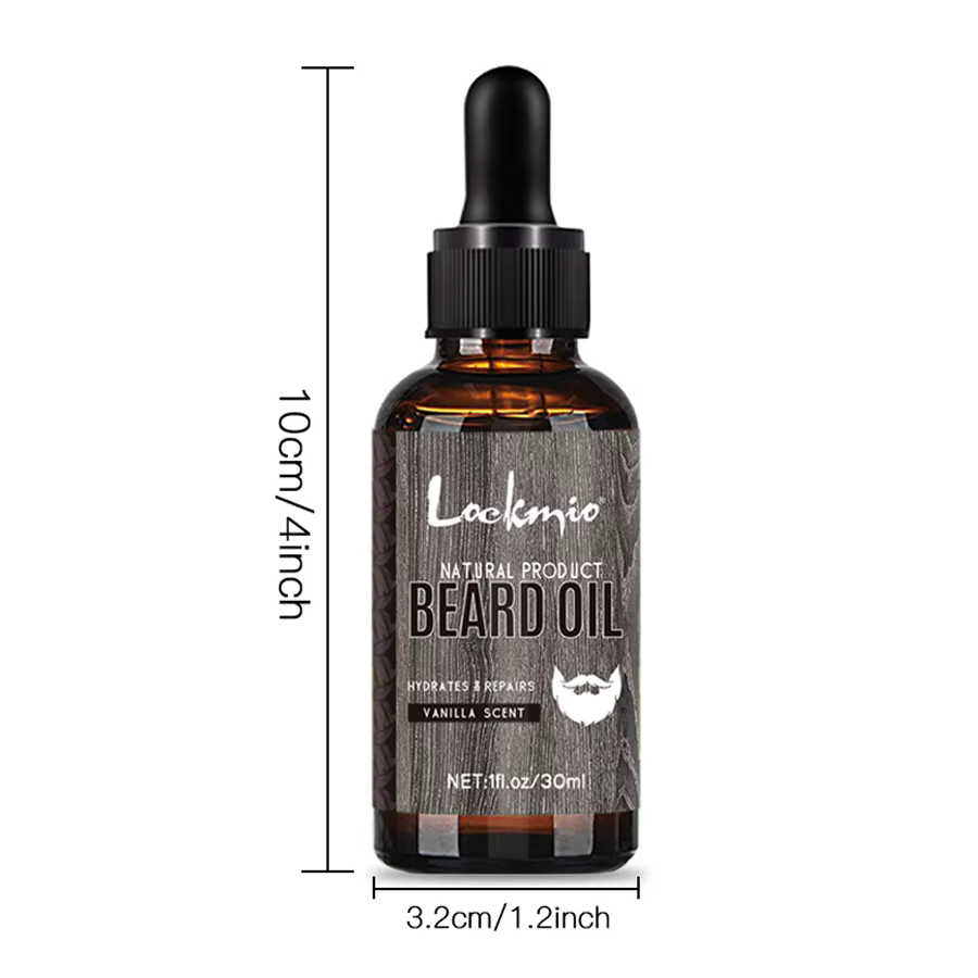 LOCKMIO huile de barbe naturelle pour hommes parfum vanille hydrate répare la croissance des racines