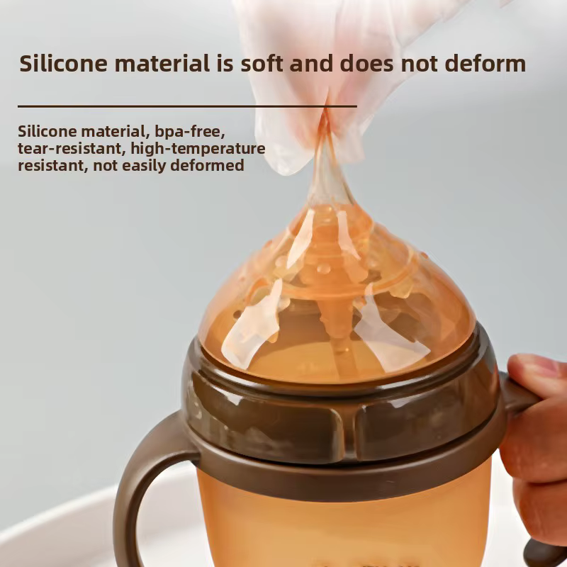 Bouteilles pour nouveau-né en Silicone sans BPA, avec poignée, à large ouverture, 0-36 mois, Anti-étouffement, biberons d'alimentation au lait pour bébé, 150ML/250ML