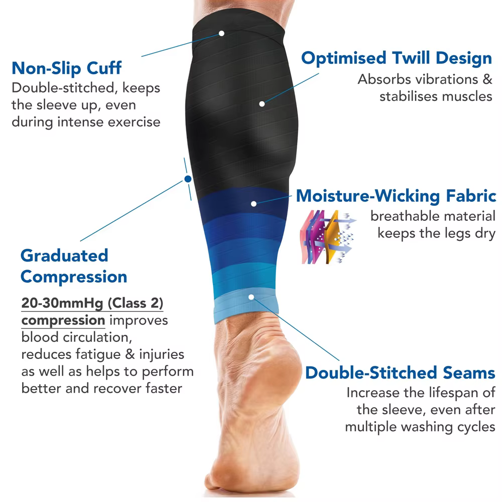 1 paire de manchons de Compression de mollet de sport, attelle de tibia, chaussettes de Compression de jambe pour soulager la douleur, course à pied, travail, voyage