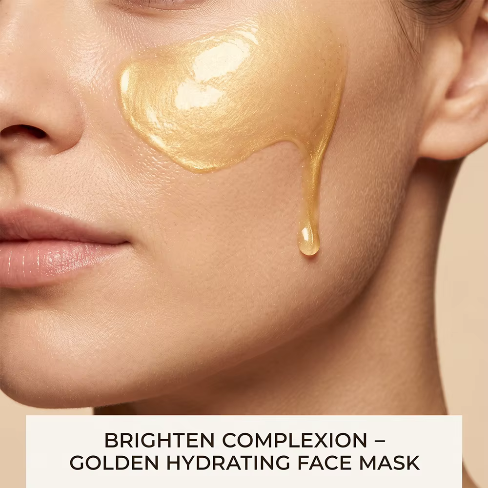 Masque hydratant pour le visage Golden Glow, nourrissant, lissant, pour une peau douce, masque en feuille hydratant quotidien