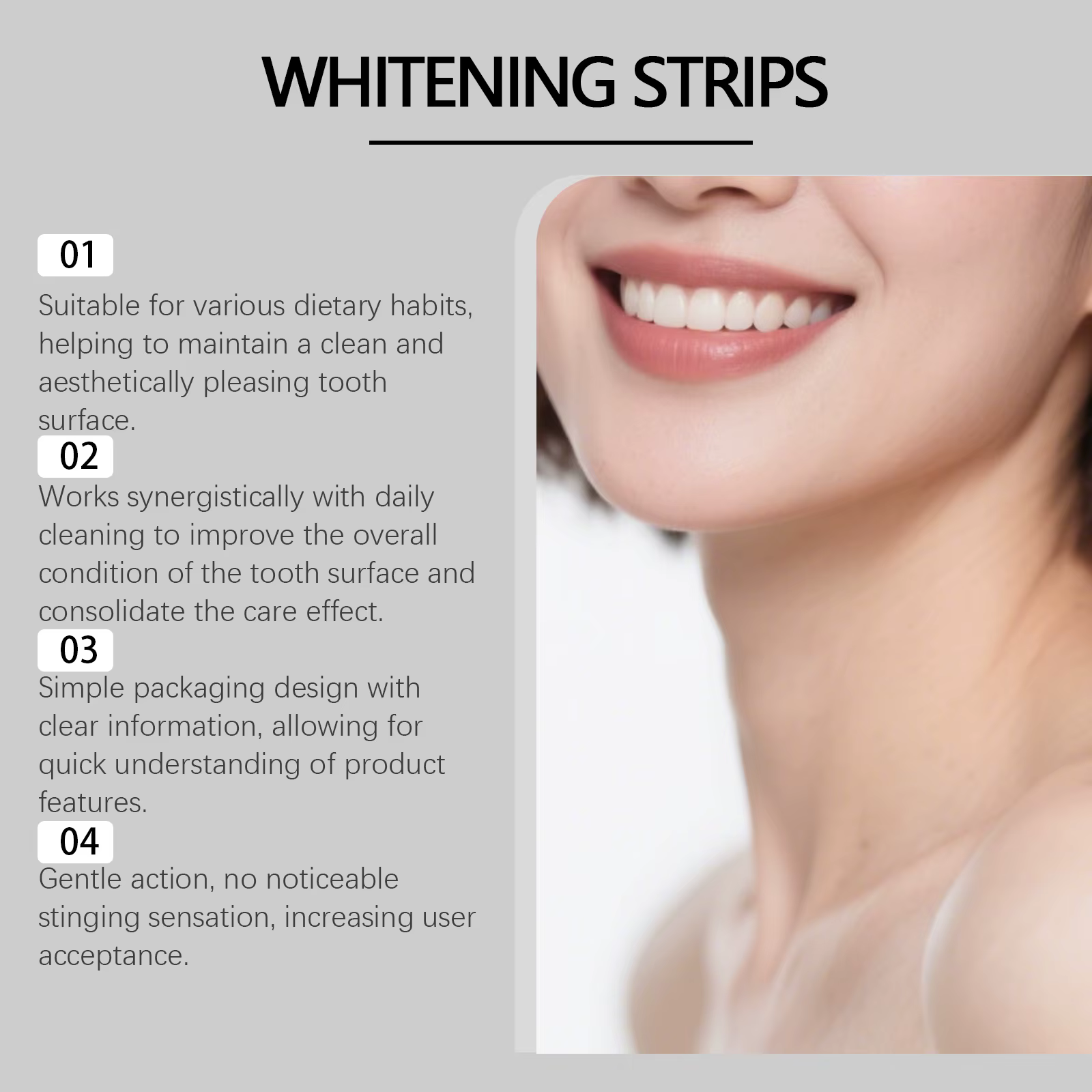 Bandes blanchissantes pour les dents à l'huile de coco Feimuko, éclaircissement longue durée, élimination douce des taches, soin nourrissant des gencives, soin des dents sensibles
