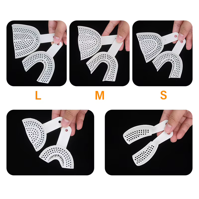 Plateau d'empreinte dentaire jetable, 1 paire, porte-dents en plastique, plateaux en plâtre, cuillère, hygiène buccale, outils de dentiste