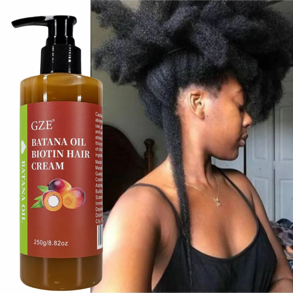 GZE Batana huile biotine crème capillaire cheveux forts Anti-rupture réparation pointes fourchues soyeux