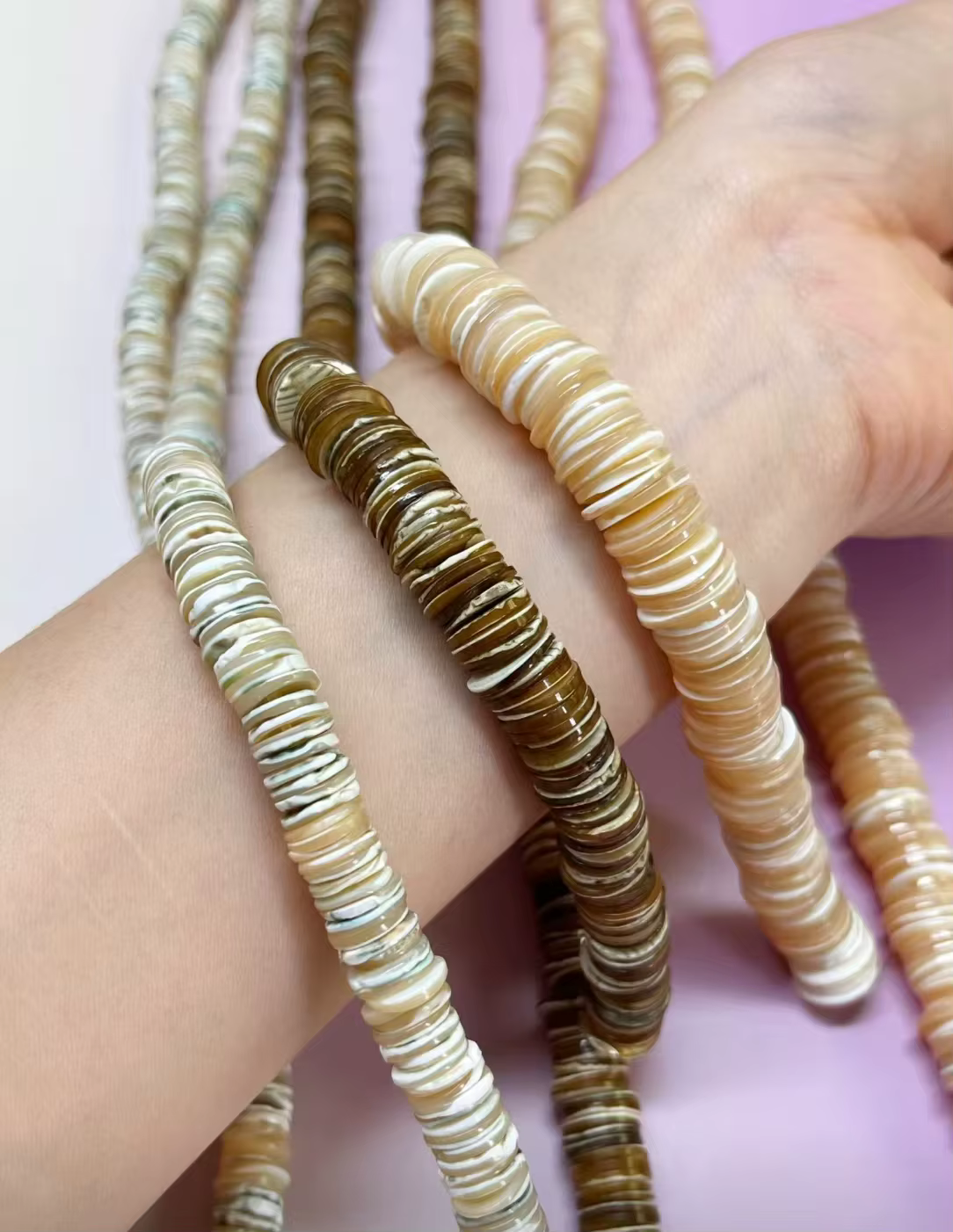 Perles rondes en nacre en vrac pour la fabrication de bijoux DIY, collier 38cm