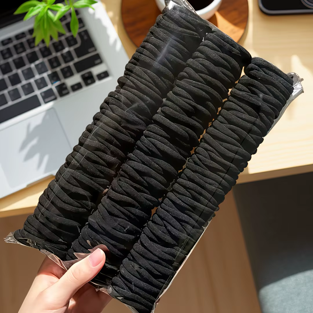 200 élastiques à cheveux noirs pour femmes