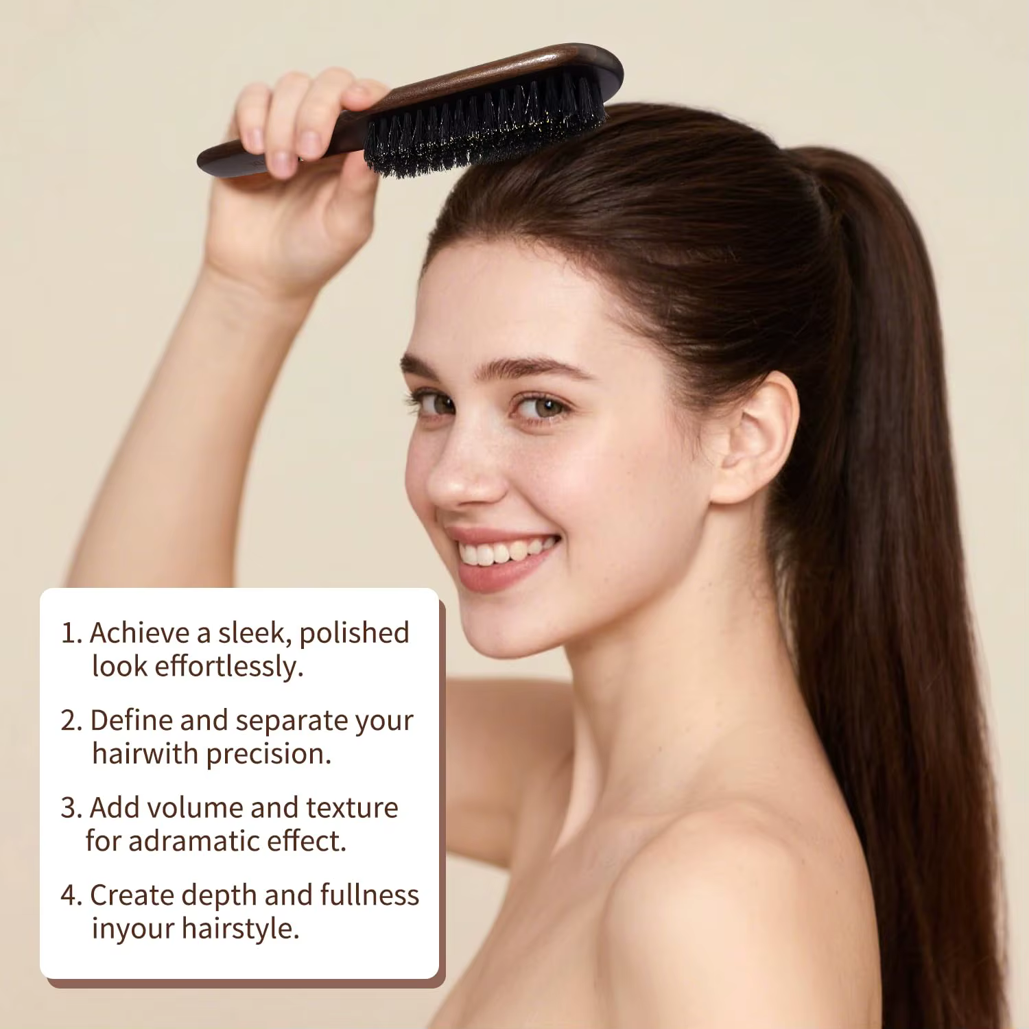 Brosse à cheveux en poils de sanglier (unisexe)