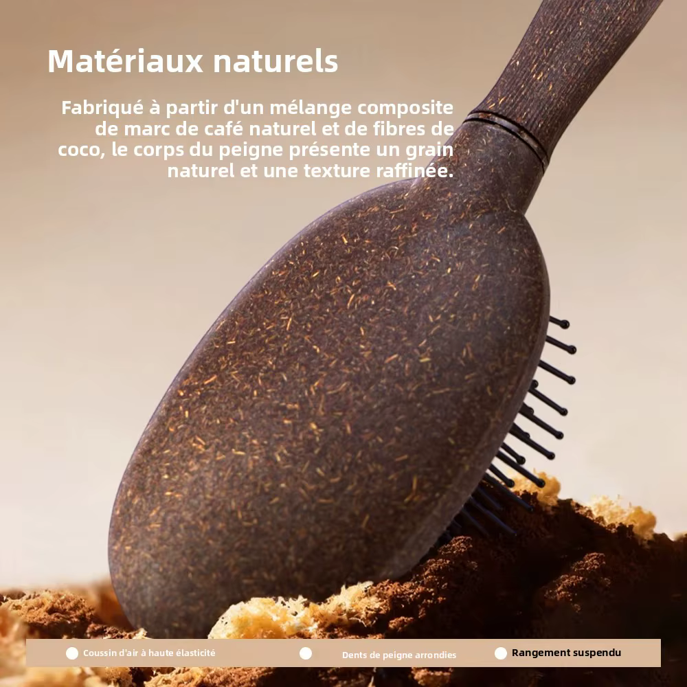 Brosse à cheveux à coussin d'air en noix de coco