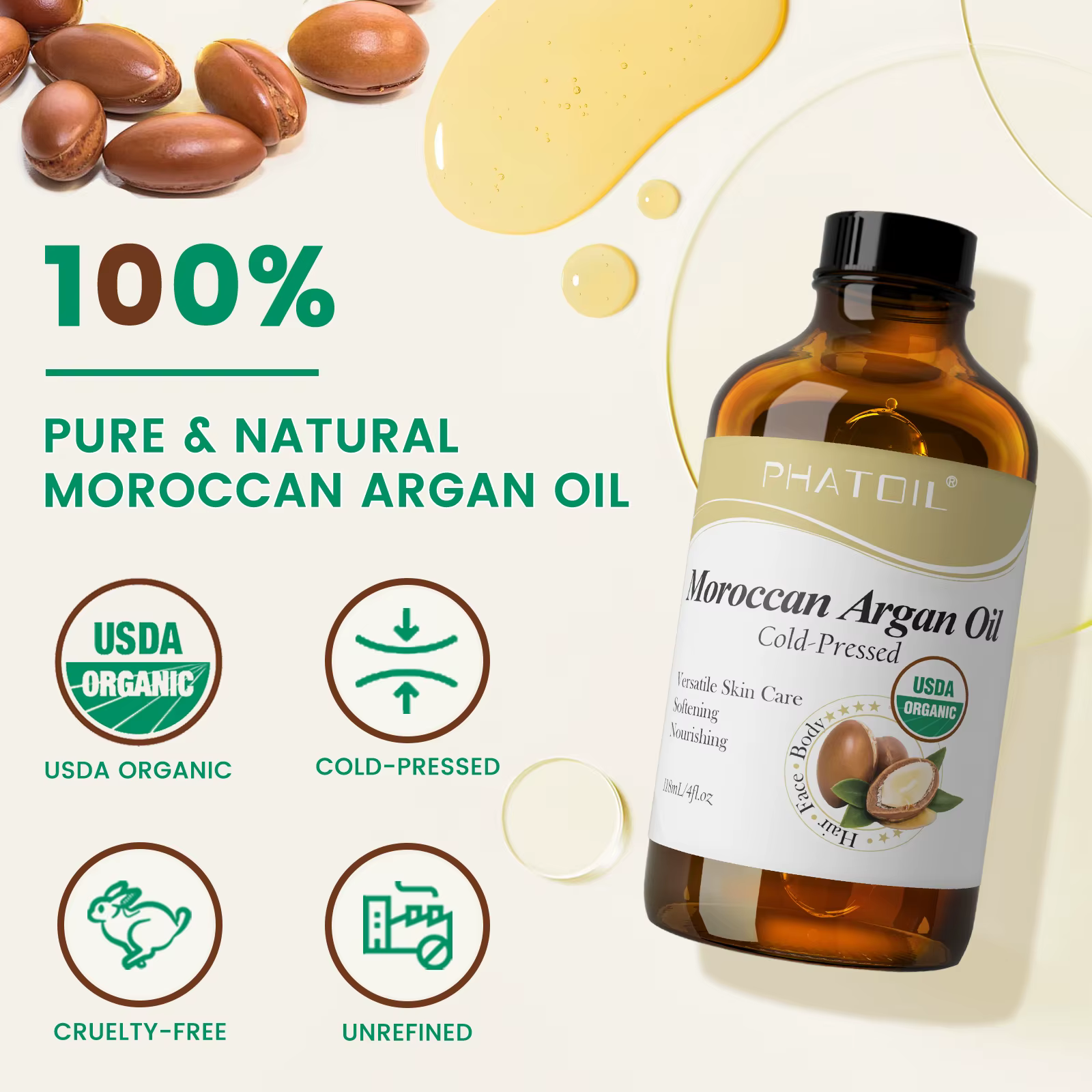 PHATOIL 118ml huile d'argan marocaine