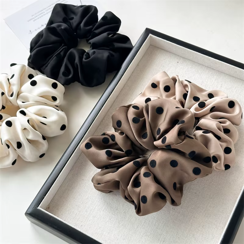 Chouchous en Satin simples pour femmes coréennes, bandeau à pointe ondulée pour filles, support queue de cheval, bandes en caoutchouc, attaches pour cheveux, accessoires pour cheveux