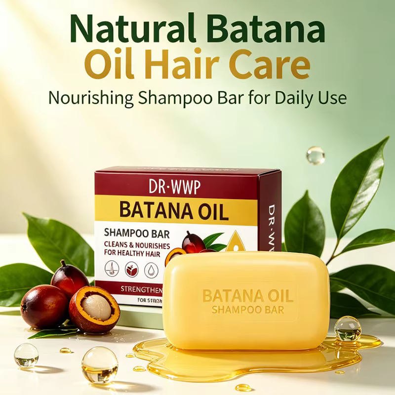Savon Solide Portable Shampooing à l'Huile de Coco et Vitamine E, Huile de Batana, Nourrit en Profondeur, Répare les Cheveux Secs et Frisés, Nettoie Doucement le Cuir Chevelu
