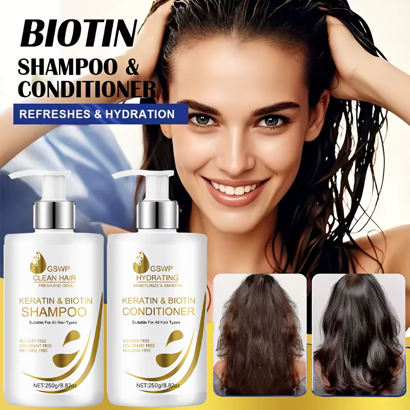 Shampooing et après-shampoing à la kératine et à la biotine GSWP