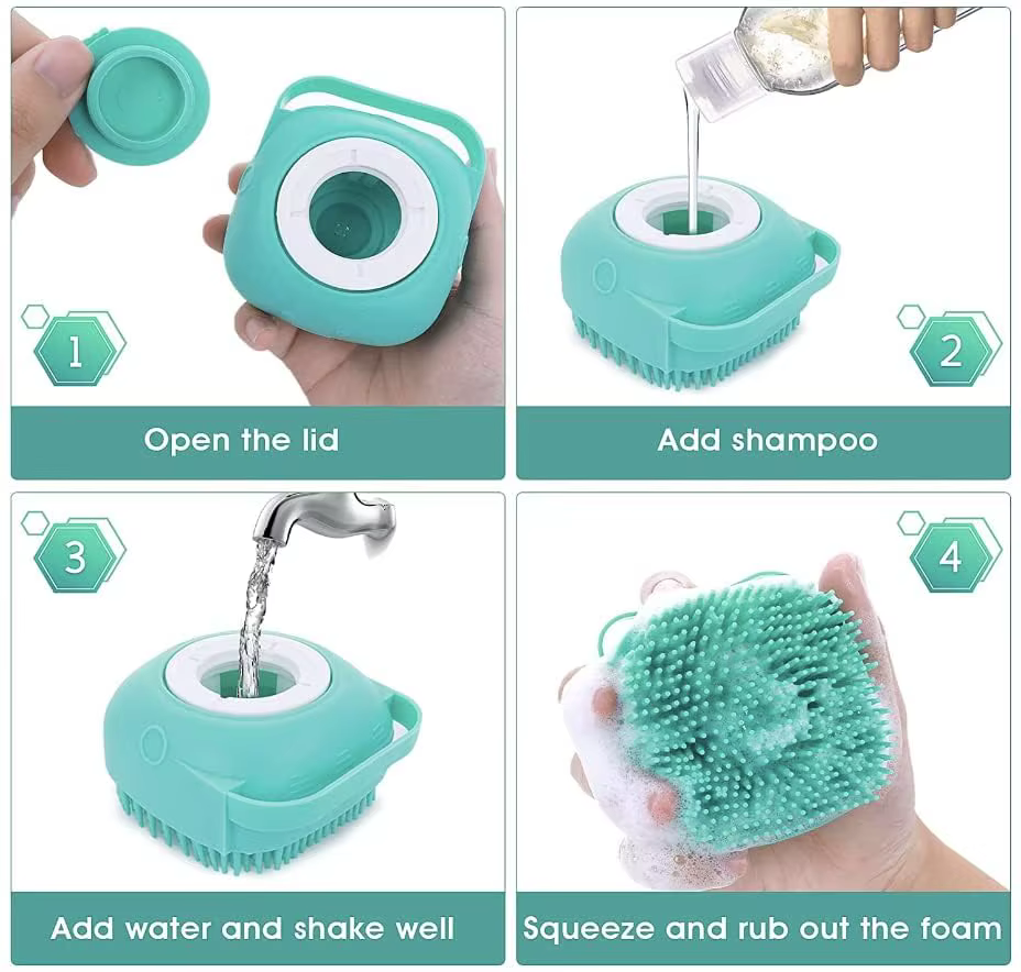 Brosse à shampoing pour chien - Articles de toilettage et de bain pour chiens et chats - Brosse de bain pour poils longs et courts - Brosse de douche de qualité supérieure