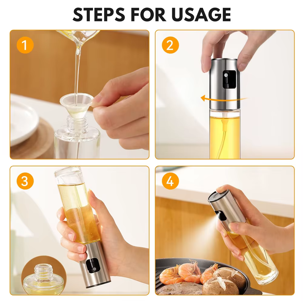 Pulvérisateur d'huile en verre pour la cuisine, vaporisateur d'huile d'olive pour salade, barbecue, cuisine, pâtisserie, bouteille vide pour vinaigre