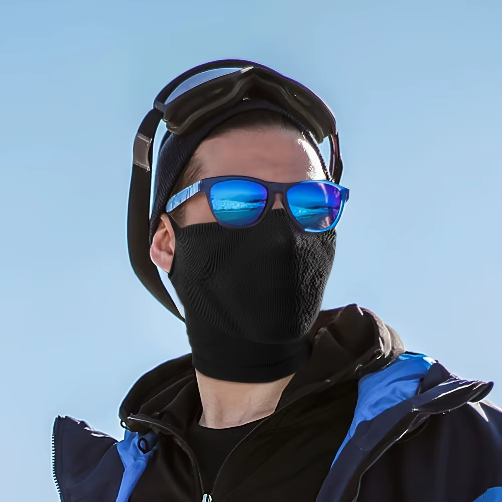 Masque facial de cyclisme suspendu à l'oreille, couvre-tête de masque de cyclisme coupe-vent, masque de protection du cou respirant et chaud