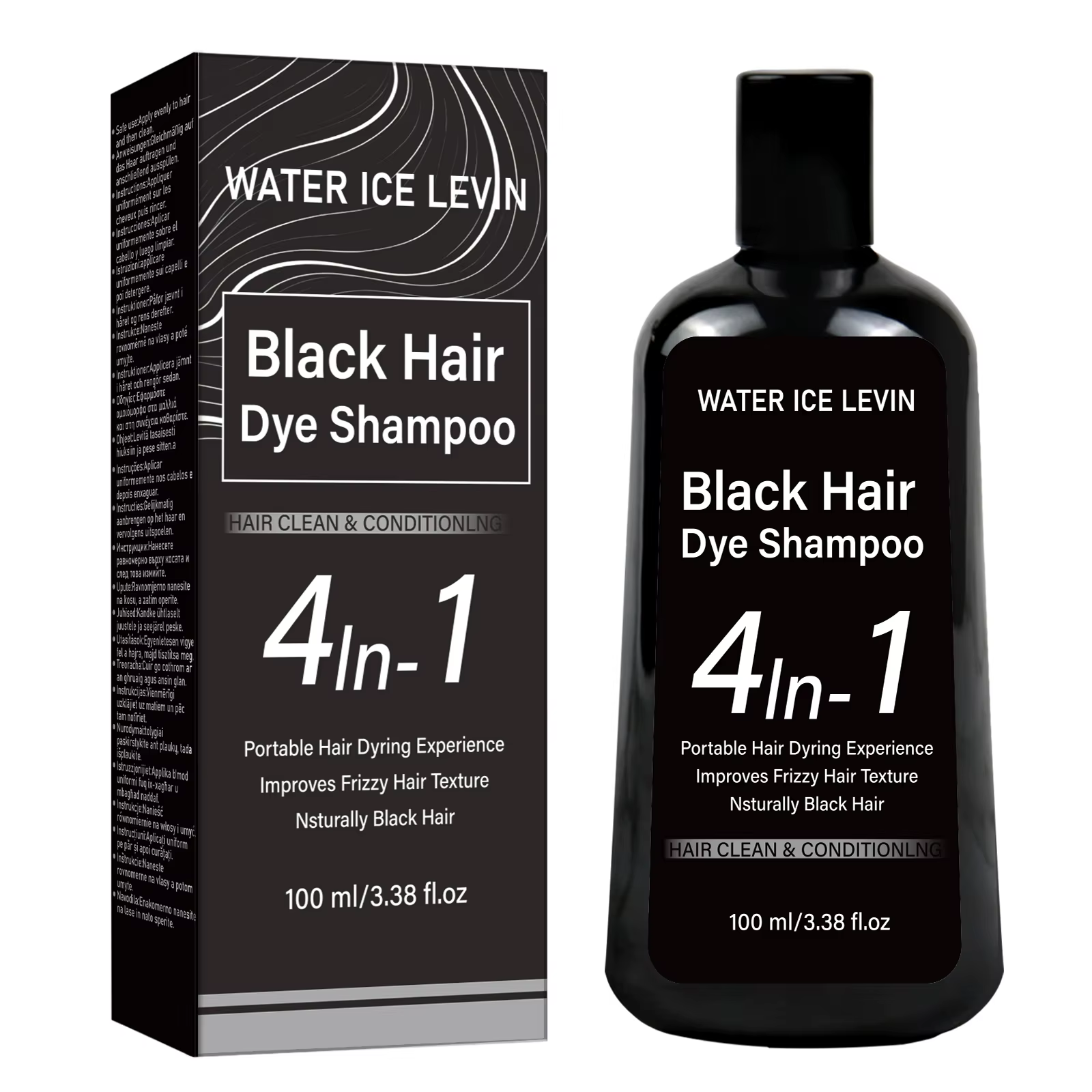 Shampooing colorant pour cheveux noir naturel 4 en 1, avec huile de gingembre et de ginseng, pour lisser les cheveux crépus, portable, doux, 100ml