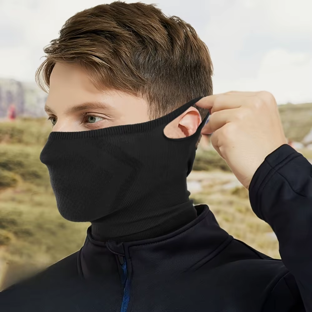 Masque facial de cyclisme suspendu à l'oreille, couvre-tête de masque de cyclisme coupe-vent, masque de protection du cou respirant et chaud