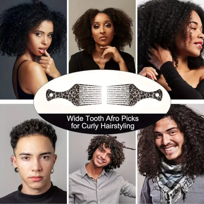 Peigne Afro à dents larges pour cheveux bouclés naturels