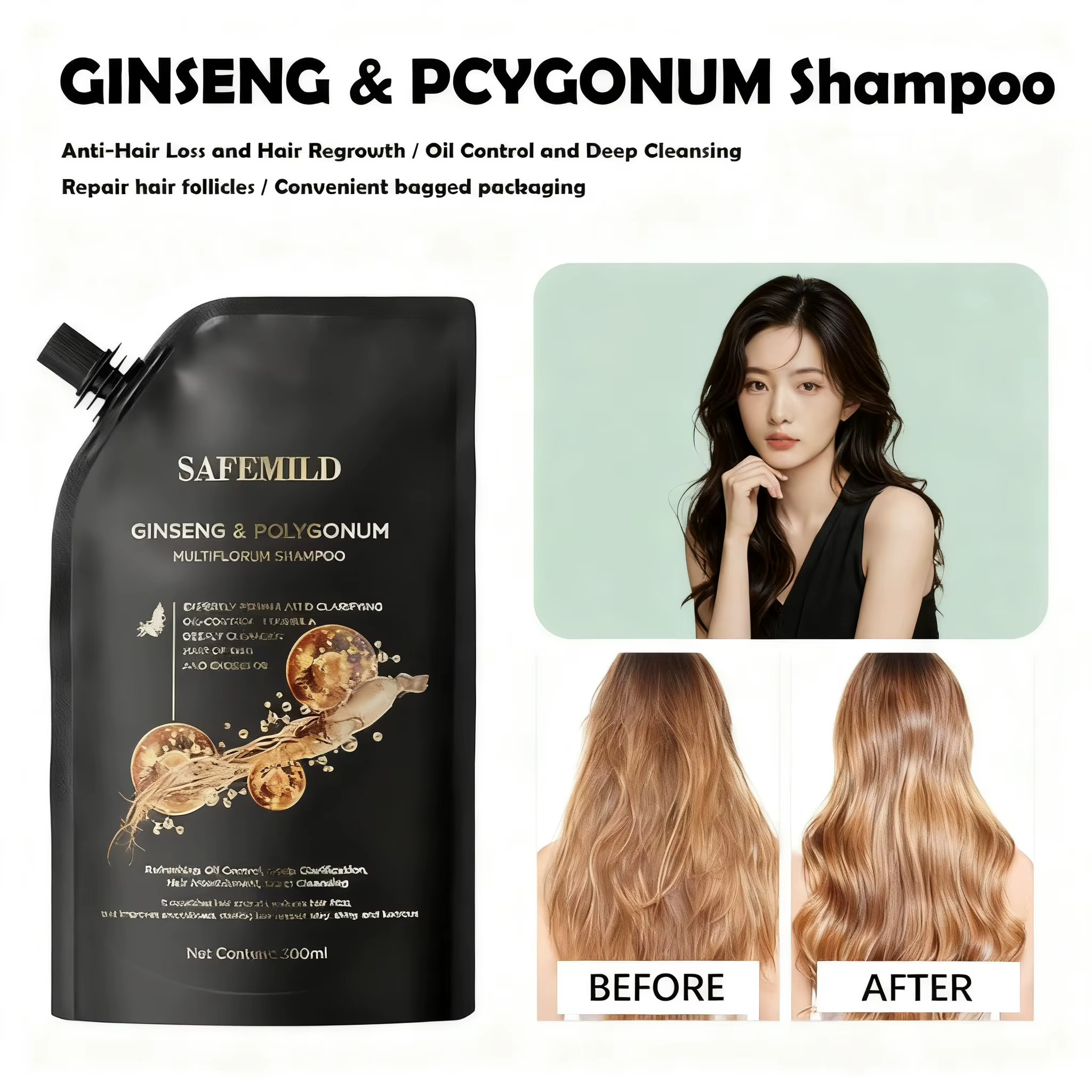 Shampoo au ginseng et au polygonum multiflorum