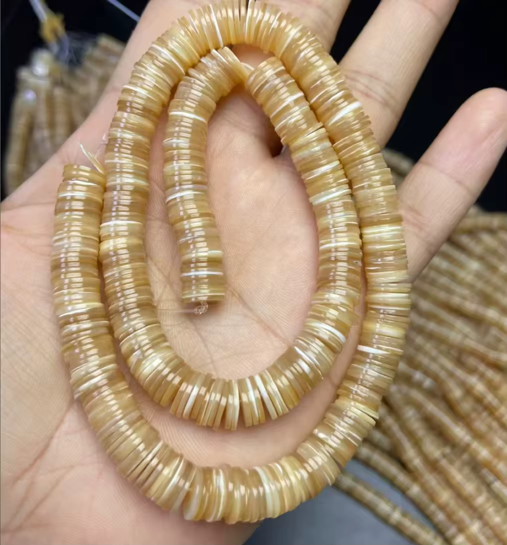 Perles rondes en nacre en vrac pour la fabrication de bijoux DIY, collier 38cm