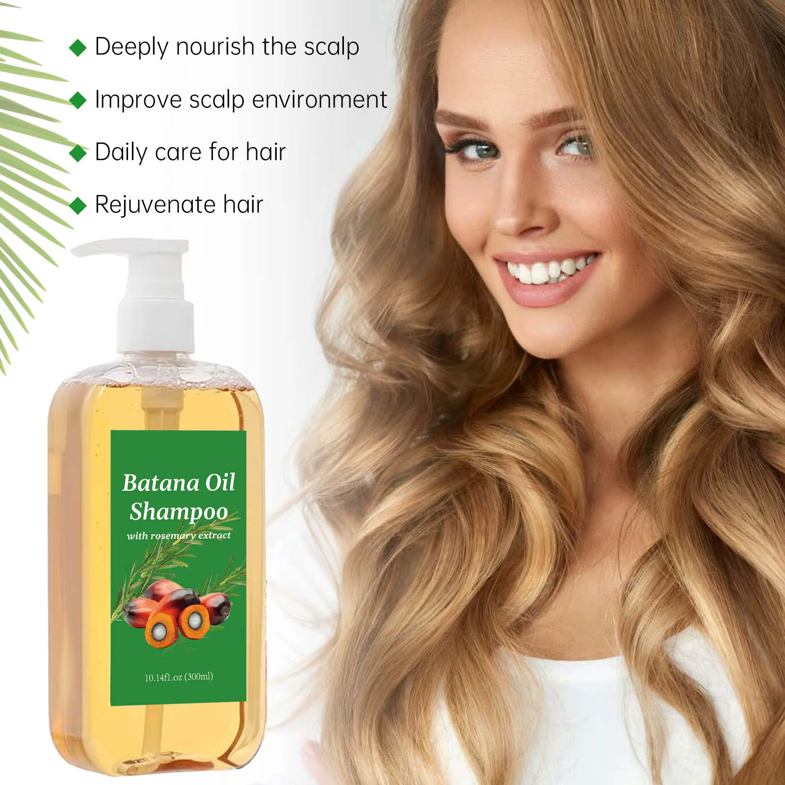 Shampoing à l'huile de Batana à l'extrait de romarin pour tous les types de cheveux | Prévenir la casse et stimule la